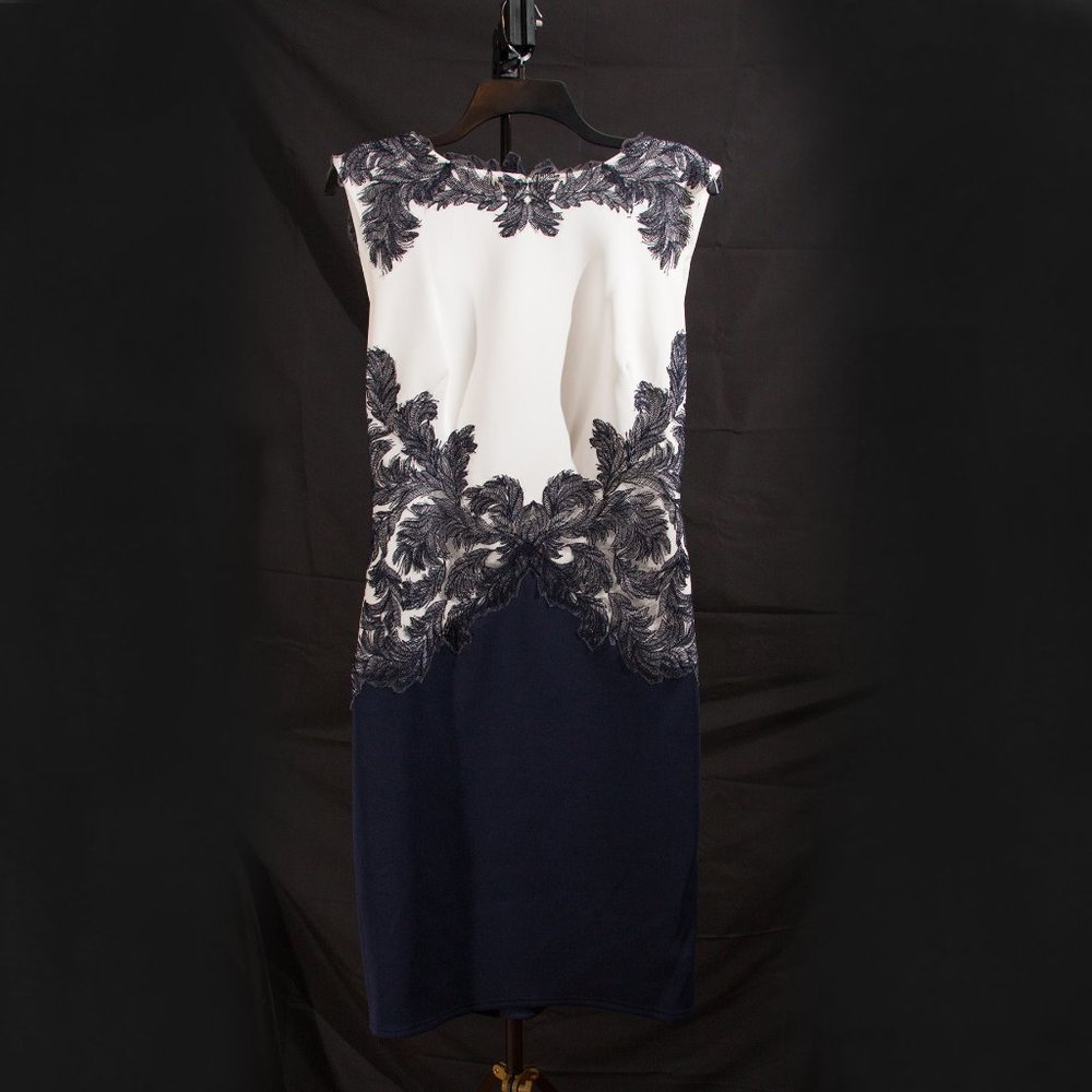 Tadashi Shoji Falcon Dress Navy Blue/ White